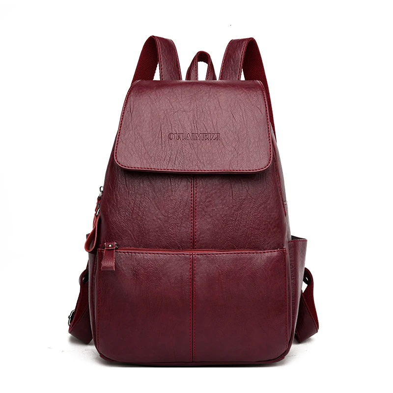 Famous Brand Designer Women PU Leather Backpack Female Casual Travel Bag Teenager School Bag Fashion Women's Bags bolsa feminina - Цвет: Бургундия