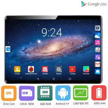 

2020 New 10 inch Tablet PC 6GB RAM 128GB ROM Android 8.0 Octa Core Dual Cameras 8.0MP 1280x800 IPS Tablets 4G Lte Phone Call