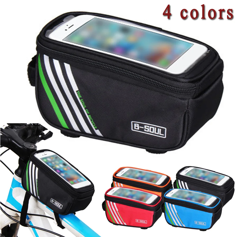 

B-SOUL Bicycle Mobile Phone Pouch 5.7 Inch Touch Screen Top Frame Tube Bag Waterproof Touch Screen MTB Frame Front Tube Storage