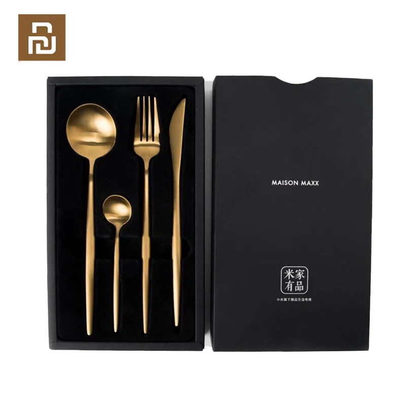 YouPin Cutlery Sets Stainless Steel Flatware Silverware Kitchenware Eating Utensils with Knife Fork Spoon | Black Silver Gold Электроника
