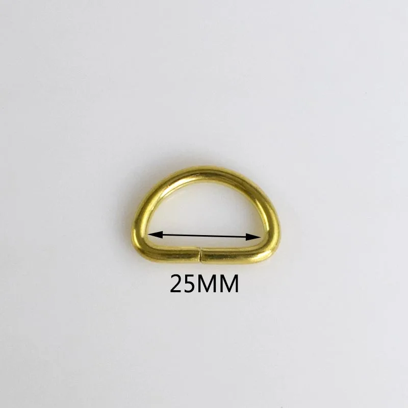25mm 10 шт. твердая латунь D кольцо сумка металлическая пряжка собачий ошейник кошелек цепь Соединительный брелок ремни для седла оснастки крючки DIY Кожа ремесло - Цвет: 25mm