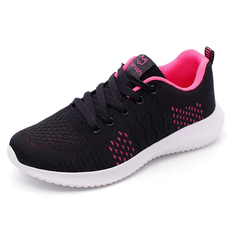 Sports Shoes Women's Flying Woven Mesh Women's Shoes Summer Breathable Casual Ladies Lightweight Soft-soled Running Shoes