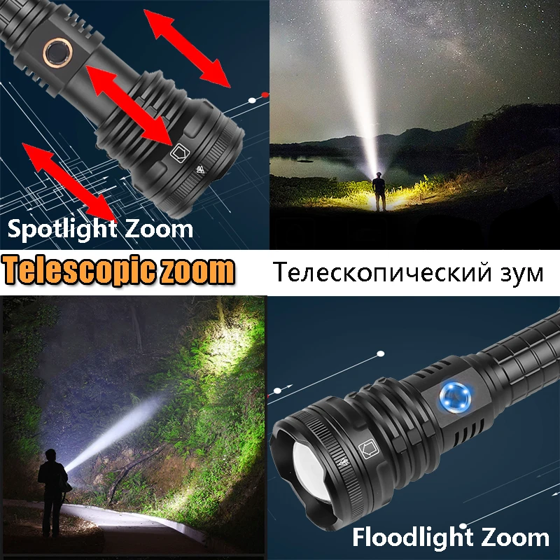 Портативный светодиодный фонарик XHP90 тактический Водонепроницаемый фонарь 5