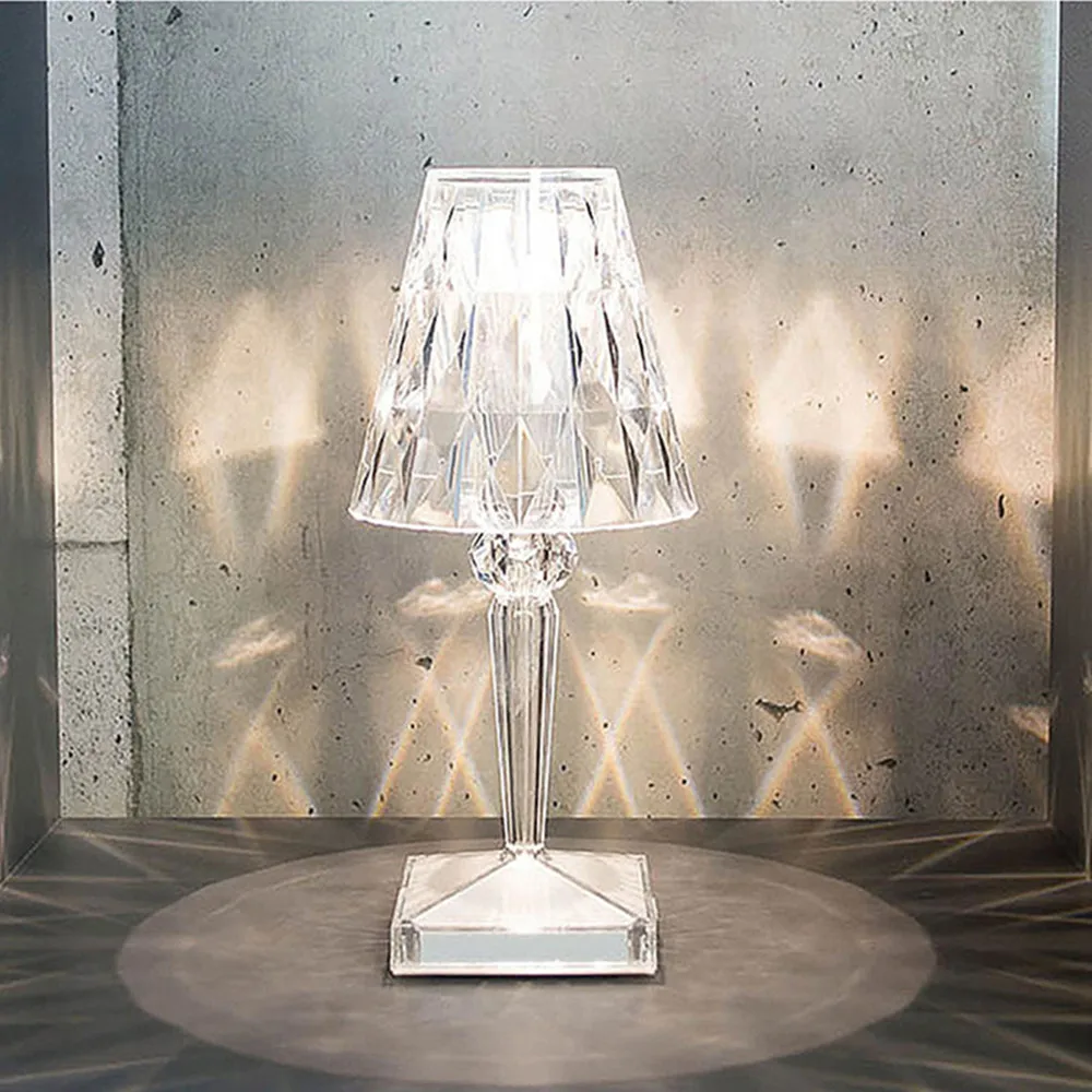 

USB Rechargeable Touch control Restaurant Bar Table Lights LED Diamond Crystal Projection Desk Lamp Romantic Night Light