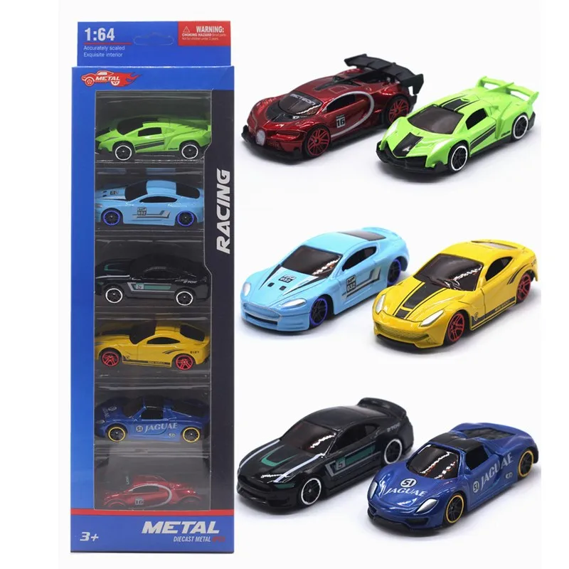 6Pcs/Set 1:64 Diecast Alloy Sports Toy Car Model Christmas Decorations Mini kids Sliding Car Set Multi-style Gift For Children