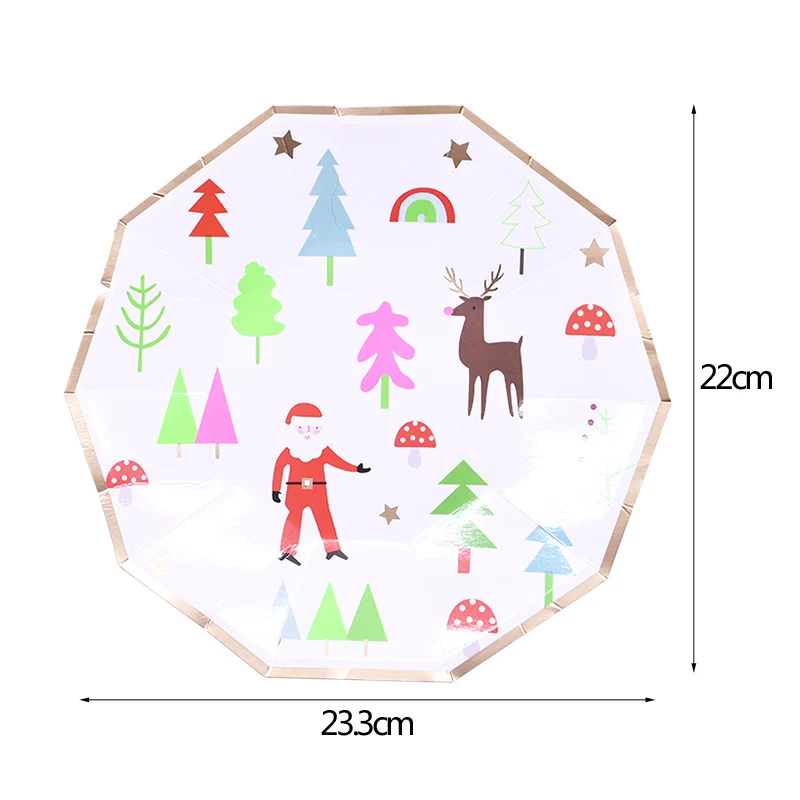 8 шт./компл. Merry Christmas одноразовая посуда милый Санта тарелка с рисунком Счастливого Рождества Год Вечерние товары для кухни декор 75 - Цвет: B05