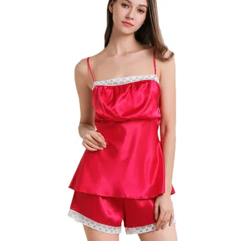 

2019 Hot Sale womens pajamas Sexy Satin Sling Sleepwear Lingerie Lace Bowknot Nightdress Underwear pyjama sexy femme 8.26