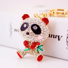 Креативный милый бриллиантовый набор бамбуковая панда брелок Сычуань гигантская панда металлическая подвеска брелок подарок