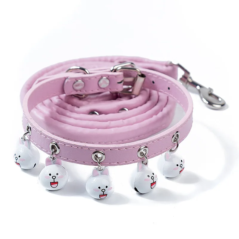 Pink bunny Легкая одежда ошейник для кошек собак ошейник с колокольчиком Регулируемая пряжка ошейник для собак товары для щенков питомцев аксессуары для маленьких собак чихуахуа - Цвет: Pink bunny