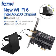 Adaptateur Wifi sans fil double bande, 2400Mbps pour ordinateur de bureau avec Intel Wi-Fi 6 AX200 Bluetooth 5.0. 11ax/ac 802G/5G(China)