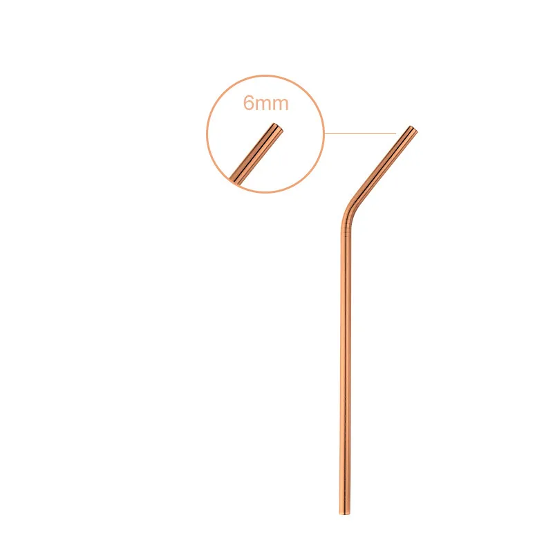 bend rose gold Многоразовые металлические соломинки для питья, 10 цветов, 304 нержавеющая сталь, прямые изогнутые соломинки, вечерние, экологически чистые, барные принадлежности - Цвет: bend rose gold