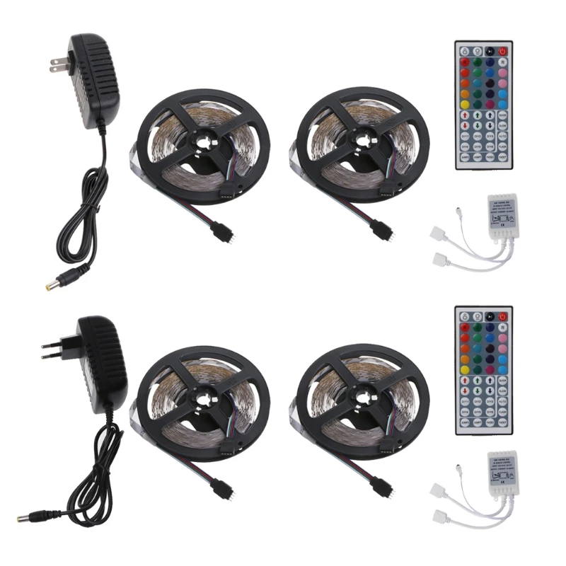 3528 Multi RGB 10m SMD 12V LED Strip Light Adapter 44 Key IR Remote Non Waterproof J6PD Wholesale dropshipping