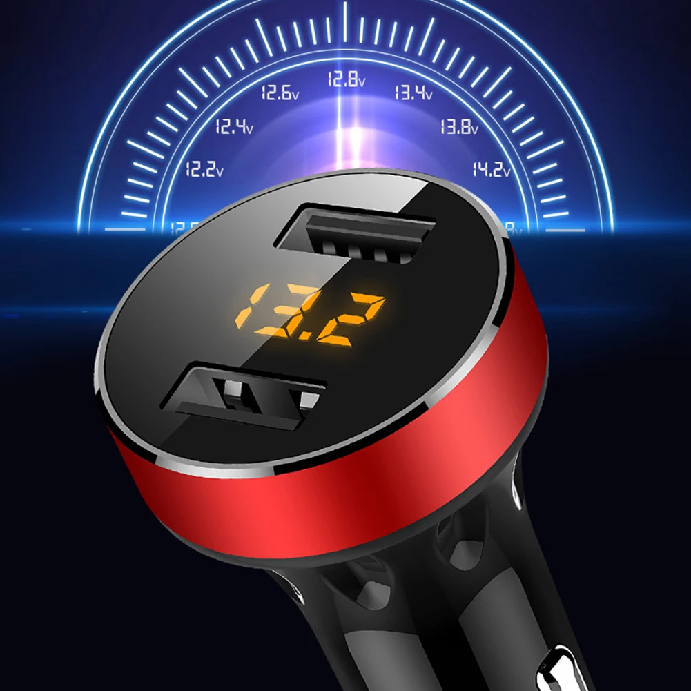 Стильное автомобильное зарядное устройство s C01 с двумя usb-портами, с дисплеем напряжения, быстрое зарядное устройство Ciga-rett, адаптер для зажигалки, новинка, горячая распродажа
