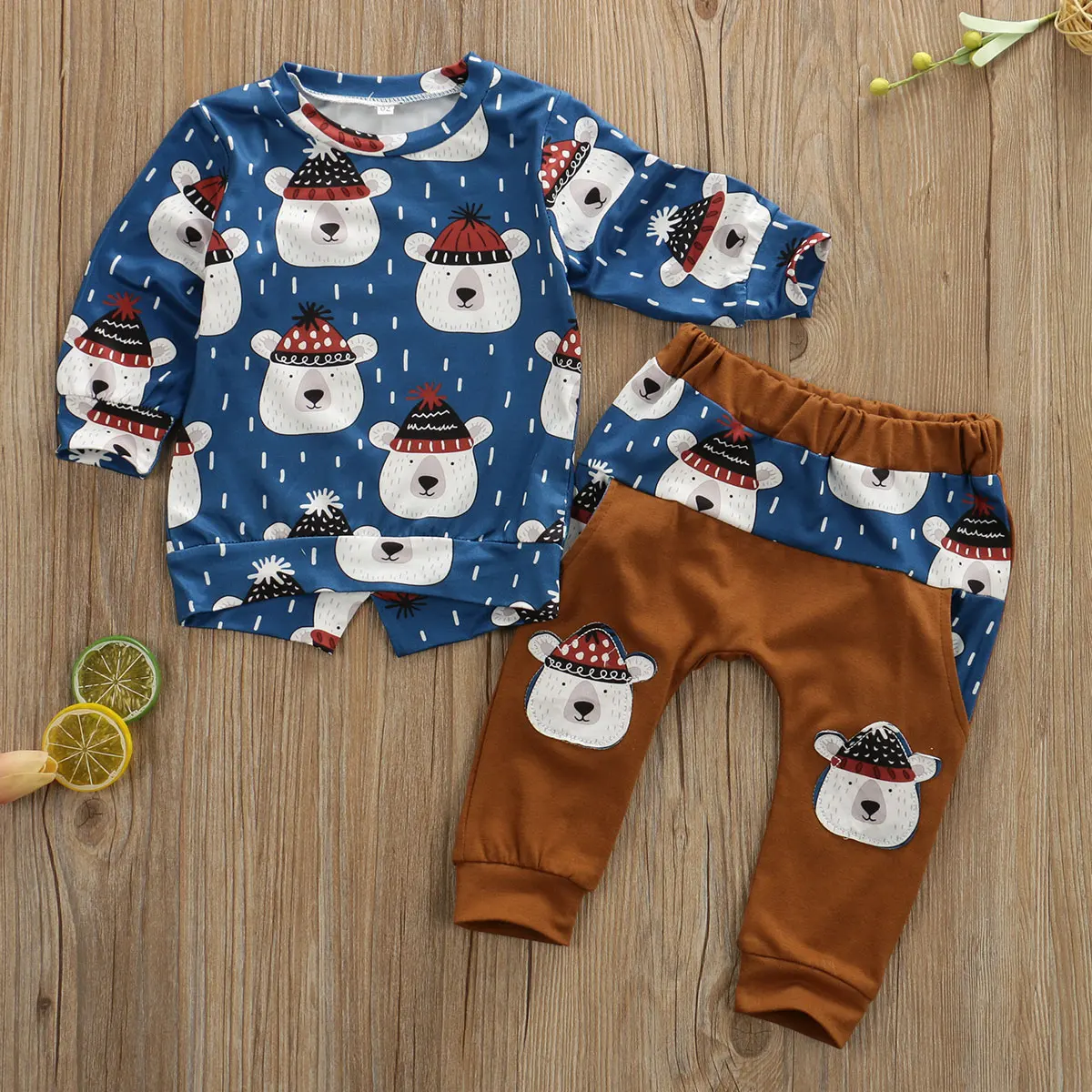 0-24M Newborn Baby Boy Girls Clothes Sets Animal Print Long Sleeve Top Pants Leggings Winter Autumn Warm Outfit Baby Boy Clothes