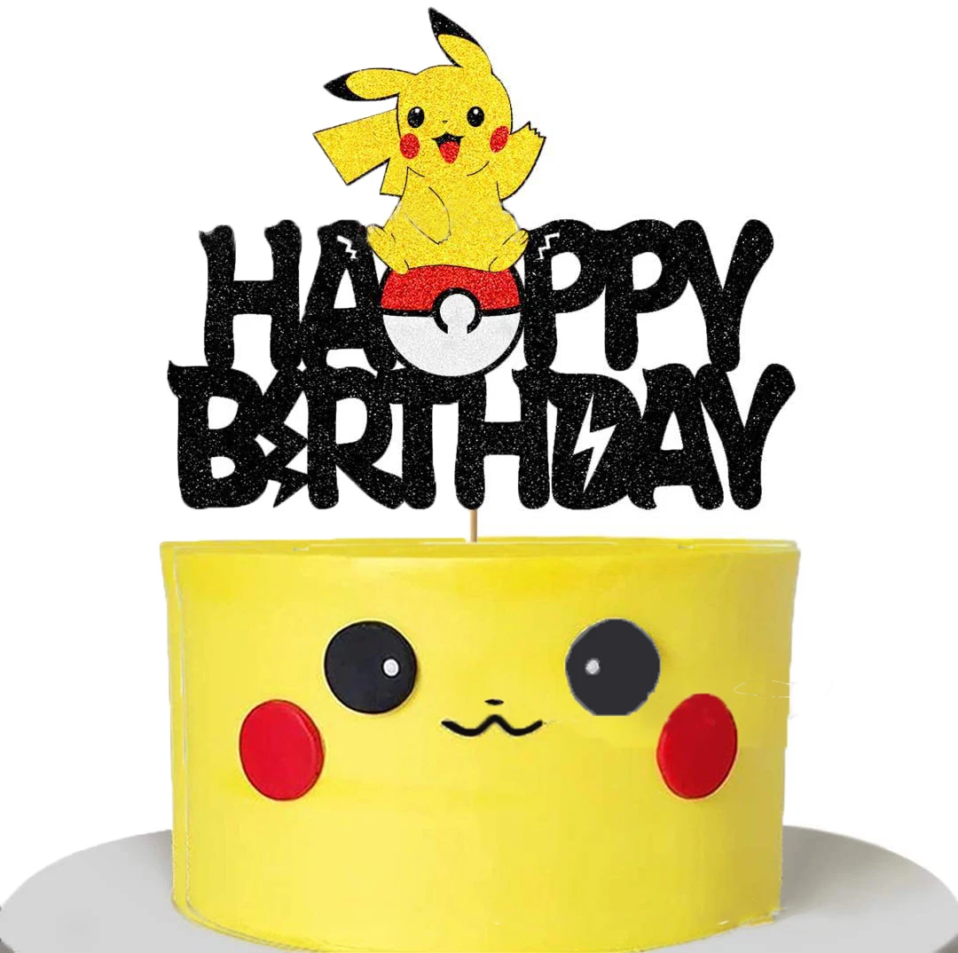 ポケモンテーマケーキ装飾用品ハッピーバースデーピカチュウpokeballカップケーキケーキ挿入旗ケーキトッパーdiyのパーティーの装飾 Aliexpress Home Garden