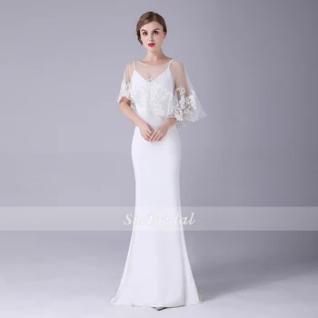 

Trumpet / Mermaid V-neck Floor-length Chiffon Wedding Dress with Lace