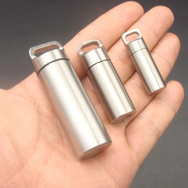 Tanque à Prova Mini Inoxidável Selado Garrafa Cápsula Multifuncional Pingente Sobrevivência Dwaterproof Água Protable Recipiente Case Aço Edc 6 Mini aço inoxidável edc selado garrafa cápsula