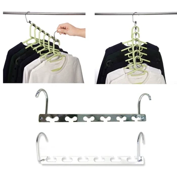 

26cm Multi-Function Space Saving Metal Hanger With Hook Magic 6 Hole Clothes Cabinet Storage Iron Clothes Drying Rack