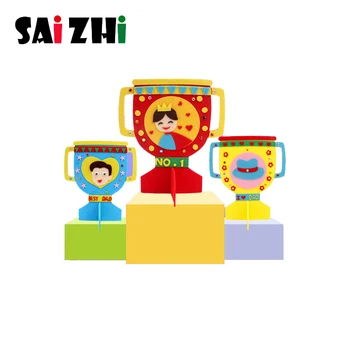 

Saizhi Non woven clothing DIY Trophy Children Manual cloth Cup Kindergarten Handmade trophy reward Father Mother day Gift Toys