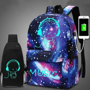 

Girls School Bags Boy Usb Luminous Backpack Teenager Waterproof Starry Sky Bag Back To School Laptop Bags Leisure Travel Bag B65