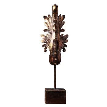 

European Antique Bronze Feather Statue Resin Antique Animal Sculpture Room Decor Fengshui Ornament Home Decoration Accessories