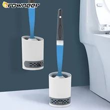 Recarga de silicone líquido escova de toalete longo punho fixado na parede escovas de limpeza do banheiro ferramenta de limpeza de cerdas macias casa suprimentos