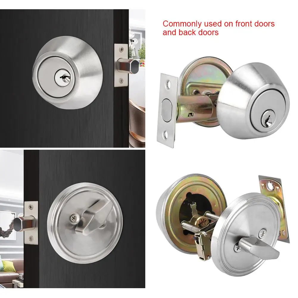 Stainless Steel Door Single Cylinder Deadbolt Lock Electroplated Surface for Solid Wood Door Tool