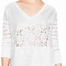 White  lace V-neck shirt