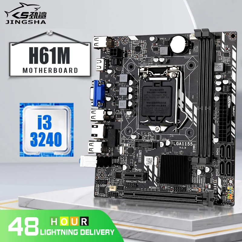 LGA 1155 Motherboard Set with I3-3240 CPU for Intel Core i7 / i5 i3 pentium celeron H61 DDR3 M-ATX Motherboards Kit | Компьютеры и