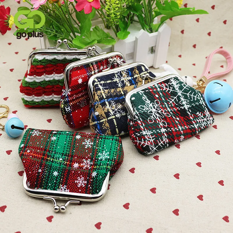 

GOPLUS Porte Monnaie Femme Christmas Gifts Mini Coin Purse Fabric Lattice Coin Bag Student Purse for Children