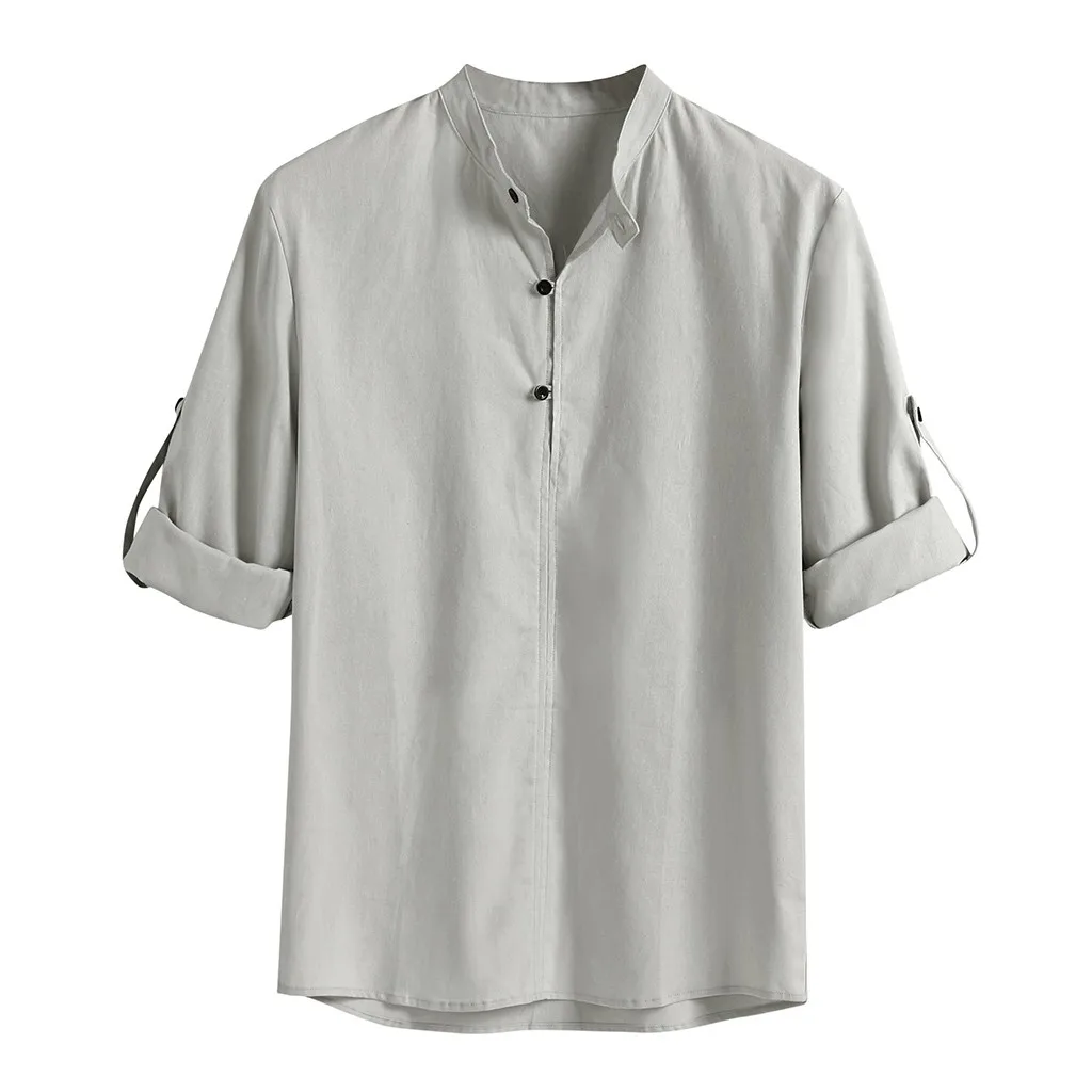 Рубашка мужская camisa masculina уличная свободная хлопковая смесь сплошного цвета с кнопками рубашки с длинными рукавами Топы мужские рубашки