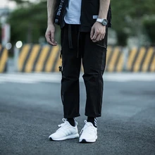 DUYOU мужские брюки-карго в стиле хип-хоп, штаны для бега с эластичным поясом и боковыми большими карманами, уличные брюки