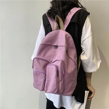 

Multi Pockets New Canvas Backpack for Women School Shoulder Bag Bagpack for Teenage Girls Female Travel Backpacks mochila