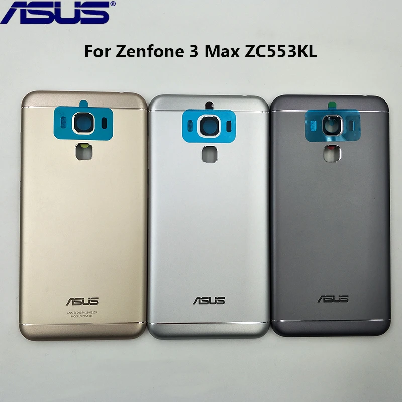 Металлический чехол для батареи, задняя крышка для Asus Zenfone 3 Max ZC553KL, запасной чехол для задней двери, запасная часть с стеклом для объектива