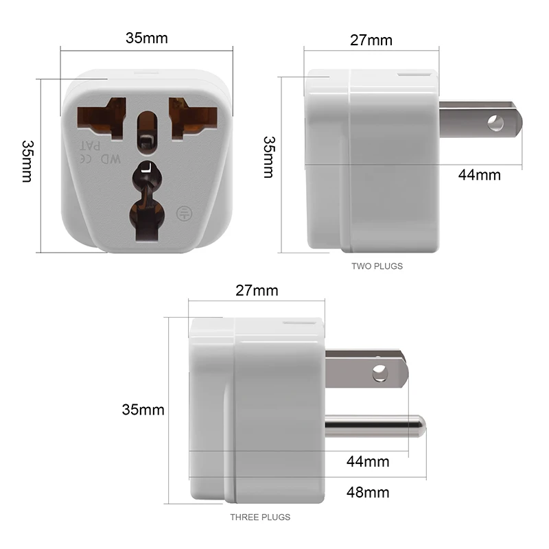 Carregador de Energia Elétrica Universal, Plugue Adaptador de Viagem, Plugue de Conversão, Japão, América, UE, Reino Unido, AU para EUA, Tipo A, B, Canadá, Tailândia, 2 em 1