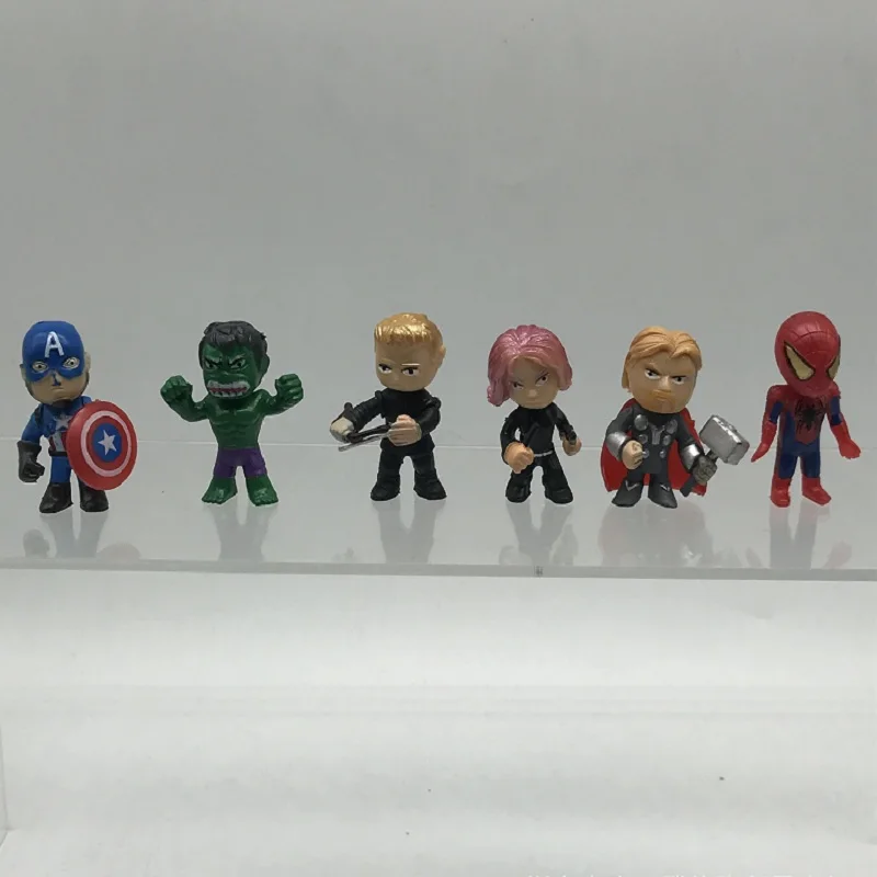 12 шт./компл. Мини куклы Marvel Мстители Железный человек Человек паук Тор Халк танос