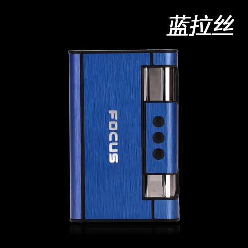 Фокус Горячая Высокое качество Автоматическая сигарета дымовая коробка с зажигалкой ручной нажимной Тип Встроенный чехол для сигарет может вместить 8 - Цвет: blue