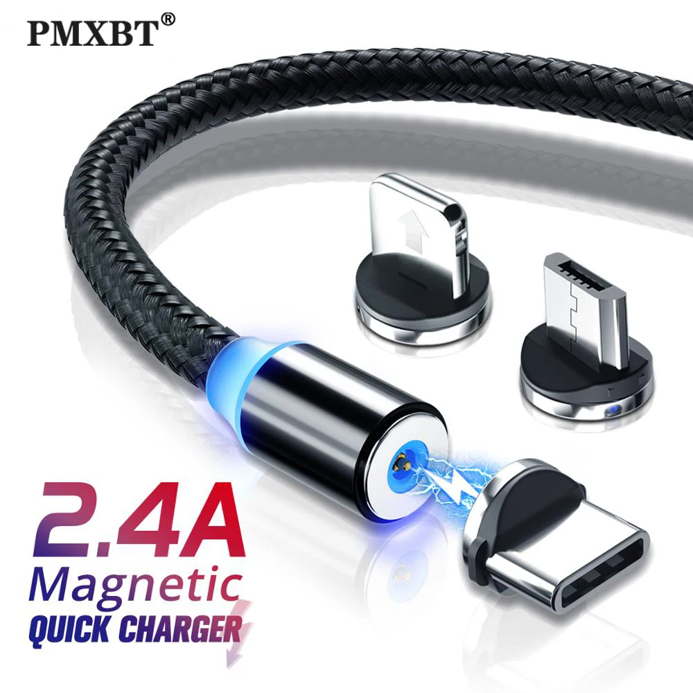 

2.4A Magnetic USB Cable Fast Charging For Xiaomi Samsung Note 9 QC 3.0 Charger Type C Cord Mobile Phone Micro Cable Magnet USB