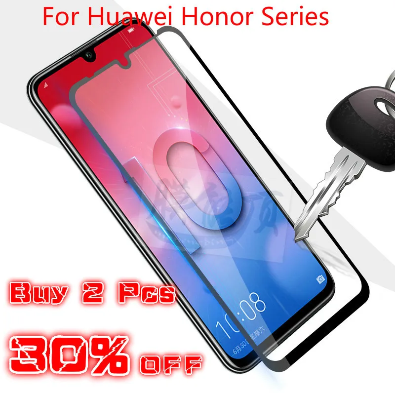 Защитное стекло с полным покрытием для Huawei Honor 10 9 8 Lite закаленное 6A 6X 7X 8X 8C 7A Pro