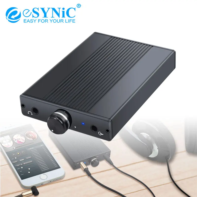 eSYNiC HiFi Earphone Headphone Amplifier 3 5mm Digital Amp Stereo Amplify For iPhone Android Music Player Headphone Amplifier