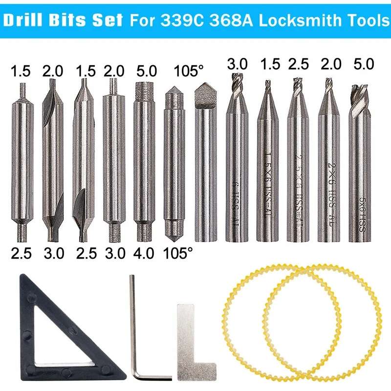 

Hot Sale Drill Bits Set Cutter for 368A Locksmith Tool Vertical Key Machine Spare Parts Locksmith Bit Locksmith Tools
