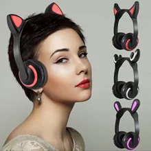 Bluetooth наушники беспроводные милые наушники на ухо стерео гарнитура с микрофоном 7 цветов светодиодный светильник мигающий светящийся подарок для ребенка