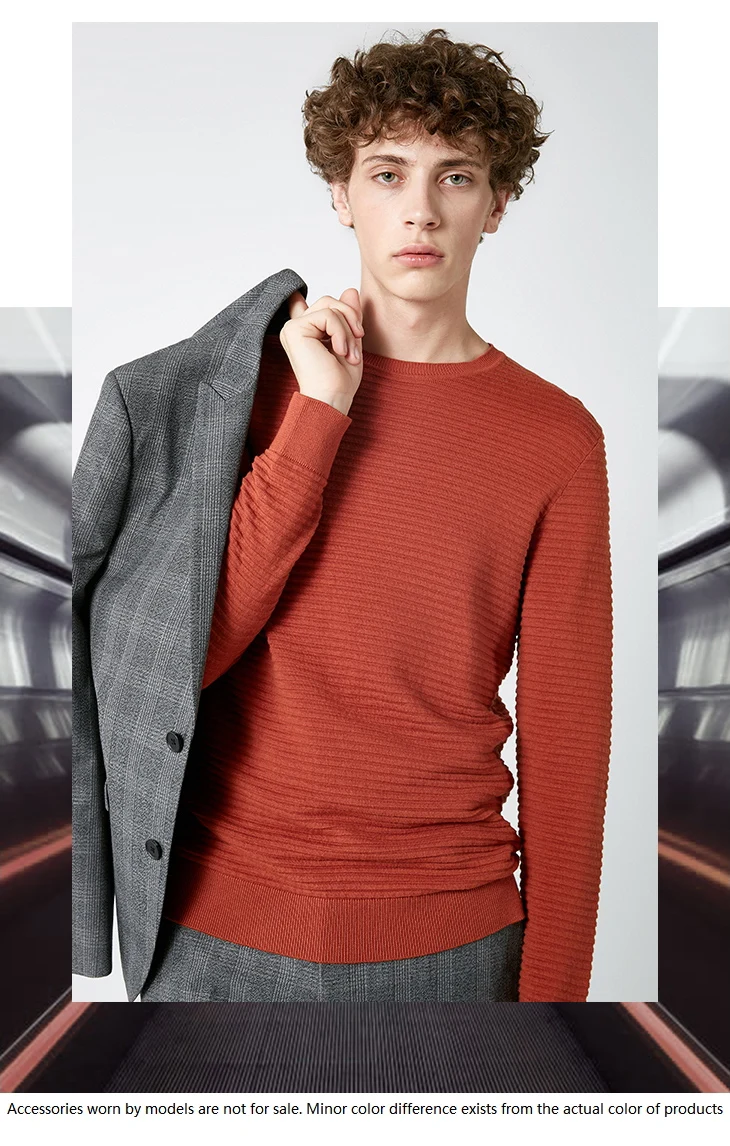 Избранный мужской пуловер с круглым вырезом, вязаный хлопковый деловой Повседневный свитер, одежда S | 418324531