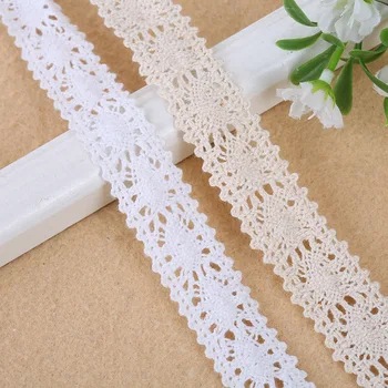 

1-3cm 5 yards Mix White Beige Cotton Lace Trims DIY Clothing Sewing Fabric Home Textile Edge Wrapping Cotton Ribbon Material