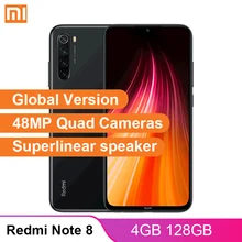 Смартфон Xiaomi Redmi Note 8 с глобальной версией, 4 Гб, 128 ГБ, 48 МП, четыре камеры Snapdragon 665, 4000 мА/ч, 18 Вт, QC 3,0, FHD+, мобильный телефон