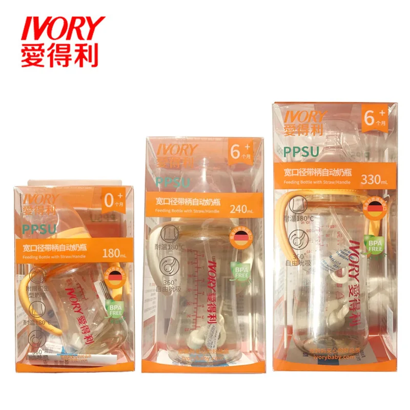 

Entity-Love Wide Aperture PPSU Milk Bottle 180ml240ml330ml Safe Material with Straw Handle