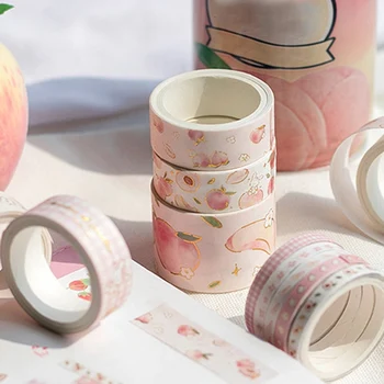 

10 Roll Peach Pattern Washi Tape Sticker Cute Pink Stationery Decorative Sticker Masking Tape Scrapbooking Paper Album DIY Craft