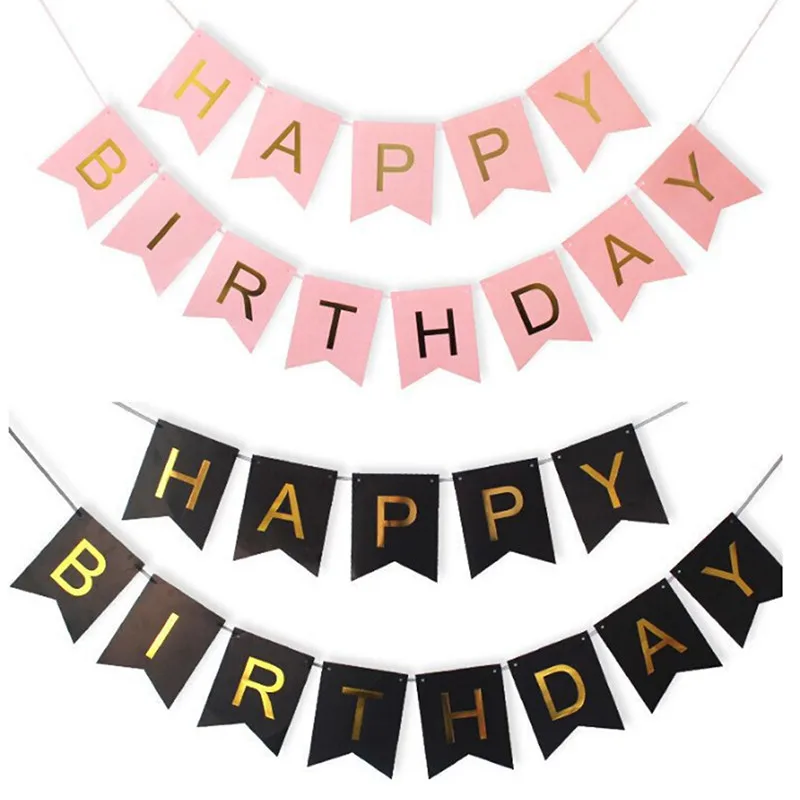 New 1set Gold Tissue Paper Letter Hanging Garlands Happy Birthday Banner Boy Girl Baby Shower Decoration Party Supplies Decor
