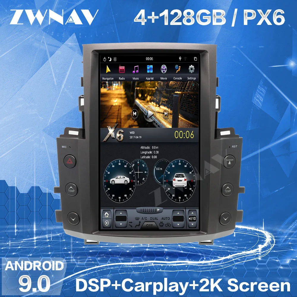 128G Tesla Screen Carplay For 2007-2012 2013 2014 2015 Lexus LX570 Android Player GPS Head Unit Auto Audio Stereo Radio Recorder