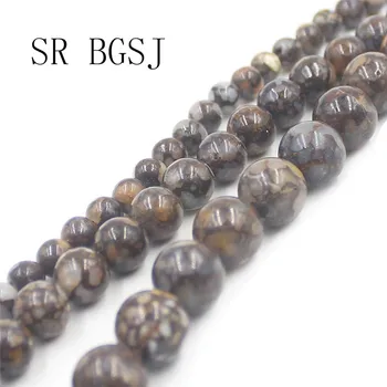 

Free Shipping BGSJ 6mm 8mm 10mm Round Fire Boulder Opal Loose Gemstone Stone Jewelry Design DIY Beads Strand 15"